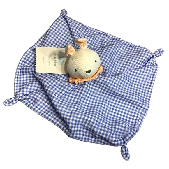 Cloud Island Bunny Rabbit Lovey Security Blanket  Blue White Checkered Easter - Picture 1 of 6